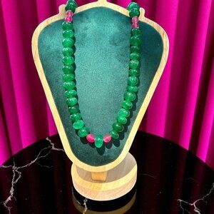 300.00 Cts Earth Mined 20" Enhanced Emerald & Ruby Beads Necklace